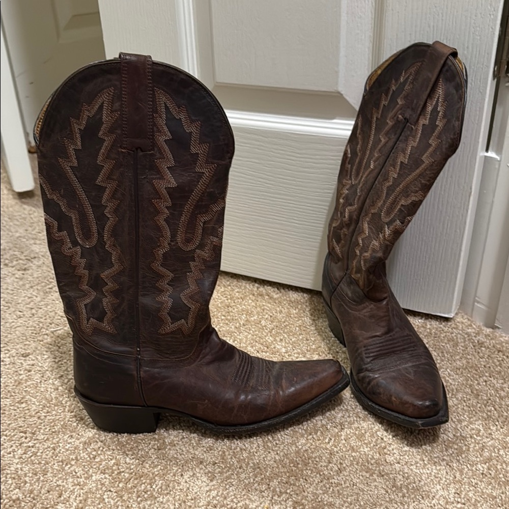 Women’s Brown Leather Cowboy Boots - Yipee Ki Yay